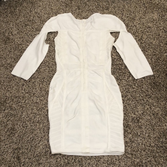 House of CB Bandage Dress Size Small White Cut Out Long Sleeve - Picture 4 of 9